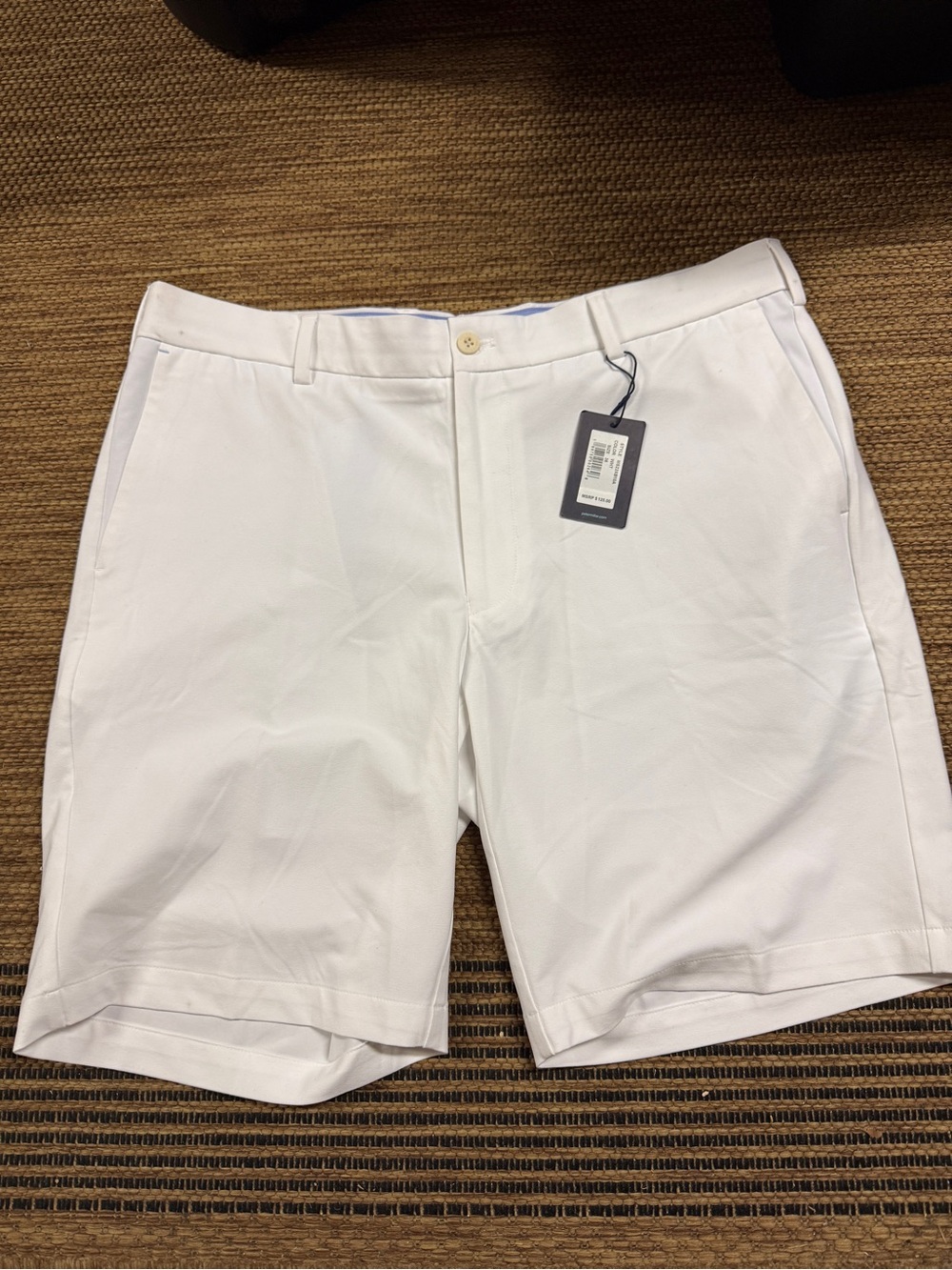 Peter Millar White Stretch Flat Front Golf Shorts